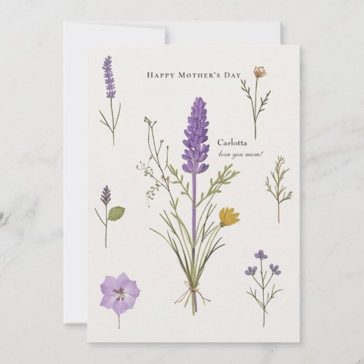 Lavendel Moederdagkaart voor Gepersonaliseerd Beri Bedankkaart (Voorkant)