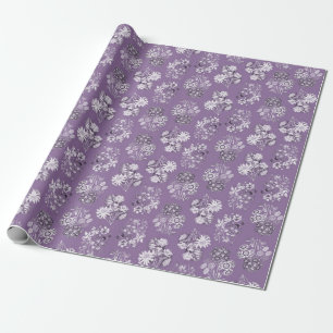 Lavendel Monochroom Bloemen Wrapping Papier
