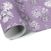 Lavendel Monochroom Bloemen Wrapping Papier (Rol Hoek)