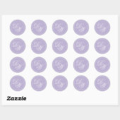 Lavendel Monogram 2 Initiaal Letters Paars Wit Sch Ronde Sticker (Vel)