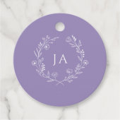 Lavendel Monogram Bruiloft Bedankjes Labels (Voorkant)
