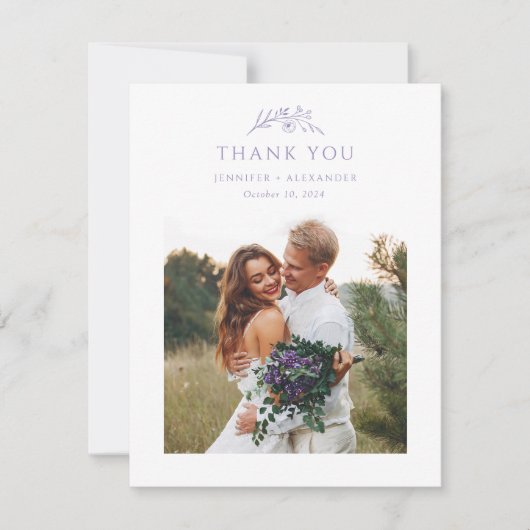 Lavendel Monogram Bruiloft Dank u Kaart (Voorkant)