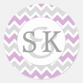 Lavendel Monogram Bruiloft envelop afdichtingen Ronde Sticker