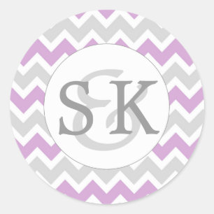 Lavendel Monogram Bruiloft envelop afdichtingen Ronde Sticker