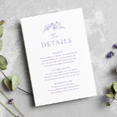 Lavendel Monogram Bruiloft Informatiekaartje