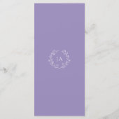 Lavendel Monogram Bruiloft Menu (Achterkant)