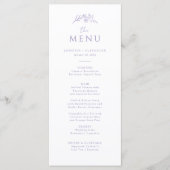 Lavendel Monogram Bruiloft Menu (Voorkant)