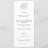 Lavendel Monogram Bruiloft Menu (Voorkant)
