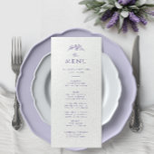 Lavendel Monogram Bruiloft Menu