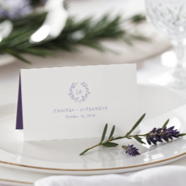 Lavendel Monogram Bruiloft Plaatskaartje