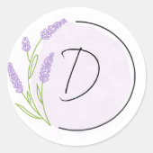 Lavendel Monogram Bruiloft Ronde Sticker (Voorkant)