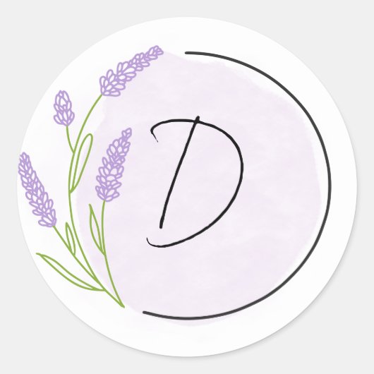 Lavendel Monogram Bruiloft Ronde Sticker (Voorkant)