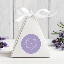 Lavendel Monogram Bruiloft Ronde Sticker