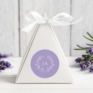 Lavendel Monogram Bruiloft Ronde Sticker