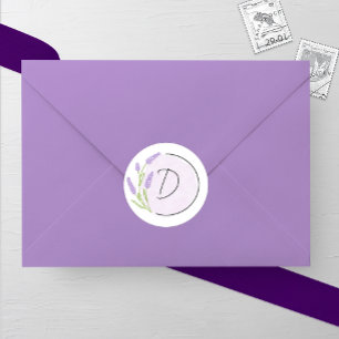 Lavendel Monogram Bruiloft Ronde Sticker