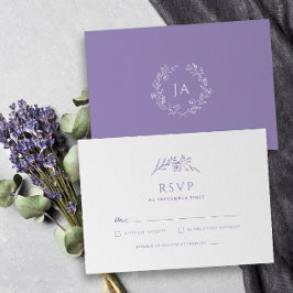 Lavendel Monogram Bruiloft RSVP Kaartje
