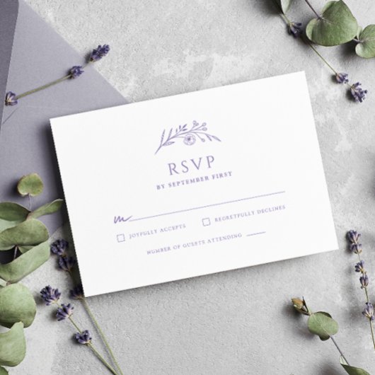 Lavendel Monogram Bruiloft RSVP Kaartje