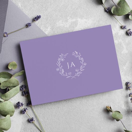 Lavendel Monogram Bruiloft RSVP Kaartje