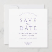 Lavendel Monogram Bruiloft Save The Date Kaart (Voorkant)