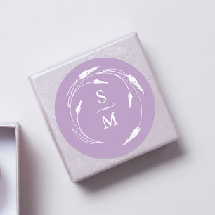 Lavendel Monogram Bruiloft Stickers