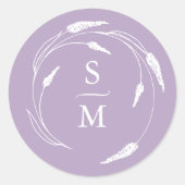 Lavendel Monogram Bruiloft Stickers (Voorkant)