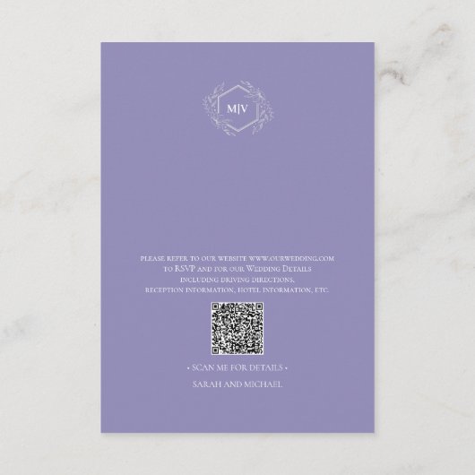 Lavendel Monogram Creat Enclosure Kaart (Achterkant)