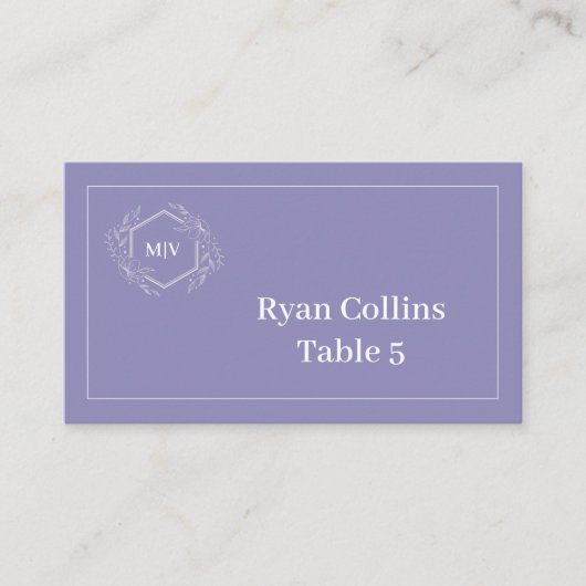 Lavendel Monogram Creet Plaats Kaarten Plaatskaartje (Voorkant)