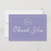 Lavendel Monogram Crest Bedankt Card (Voorkant)