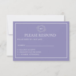 Lavendel Monogram Crest RSVP-kaart RSVP Kaartje