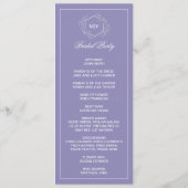 Lavendel Monogram dubbele zijprogrammakaart Programmakaart (Achterkant)