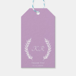 Lavendel Monogram Elegante Moderne Bruiloft Cadeaulabel