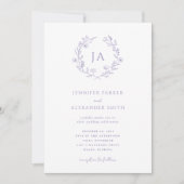 Lavendel Monogram Huwelijk Kaart (Voorkant)