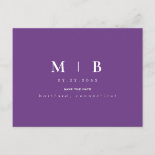 Lavendel Monogram Huwelijk Save the Date Briefkaart