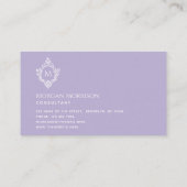 Lavendel Monogram in Crest Elegant  Paarse Visitekaartje (Achterkant)