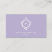 Lavendel Monogram in Crest Elegant  Paarse Visitekaartje (Voorkant)