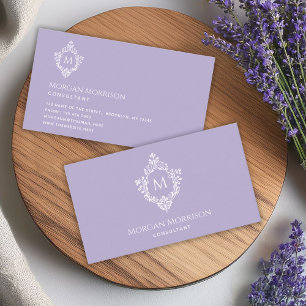Lavendel Monogram in Crest Elegant  Paarse Visitekaartje