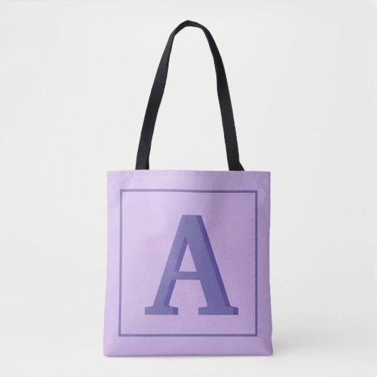 Lavendel monogram Initiaal Tote Bag (Voorkant)