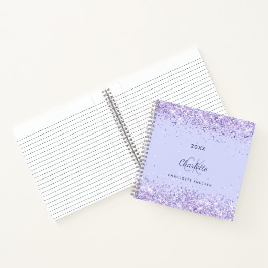 Lavendel monogram initialen script notitieboek (Binnen)