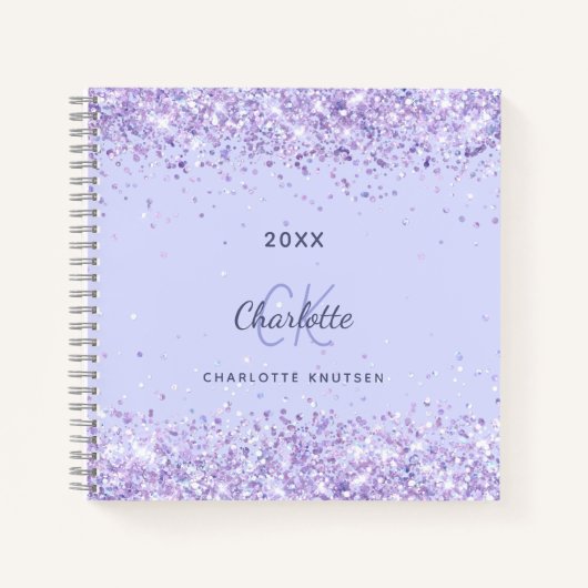 Lavendel monogram meisje notitieboek (Voorkant)