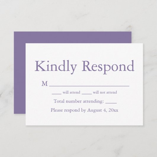 Lavendel monogram respons RSVP-kaart Bedankkaart (Voorkant / Achterkant)