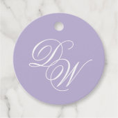 Lavendel Monogram Trouw Simple Paars Bedankjes Labels (Voorkant)