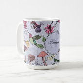Lavendel Monogram Vogel & Bloemen Tuin Koffiemok (Voorkant links)