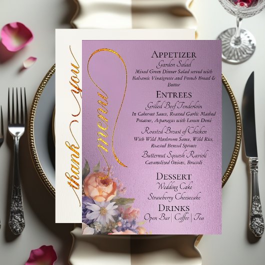 Lavendel - Monogram, Wilde Bloemen & Dank Je Menu
