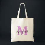 Lavendel Monogram Zwarte Script Naam Tote Tas<br><div class="desc">Lavendel Monogram Zwarte Script Naam Tote Tas. Kan worden gegeven als cadeau aan familie en vrienden op hun verjaardag en Kerstmis.</div>