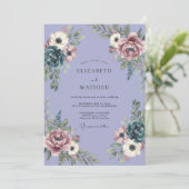 Lavendel Moody Vintage Bruiloft Kaart (Staand voorkant)