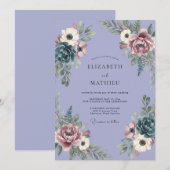 Lavendel Moody Vintage Bruiloft Kaart (Voorkant / Achterkant)