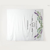 Lavendel Mr. Mrs hart foto achtergrond bruiloft Wandkleed (Voorkant (horizontaal))