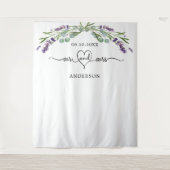 Lavendel Mr. Mrs hart foto achtergrond bruiloft Wandkleed (Voorkant)