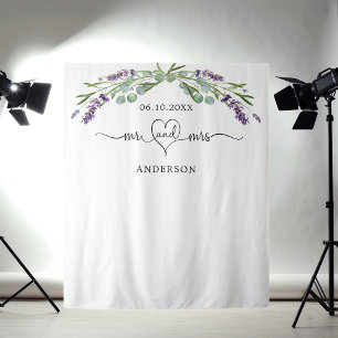 Lavendel Mr. Mrs hart foto achtergrond bruiloft Wandkleed