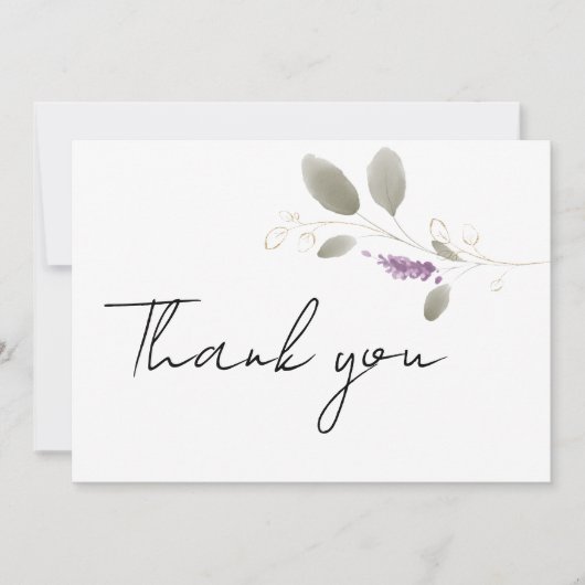 Lavendel munt gouden waterverf bloemendank u kaart (Voorkant)